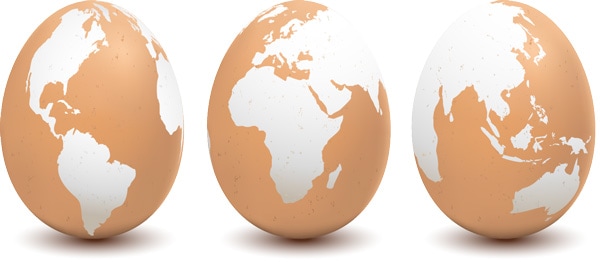 Eggs marked as globes